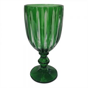 Taça Verde em vidro lapidado