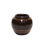Pote Cerâmica Linhas Marrom M